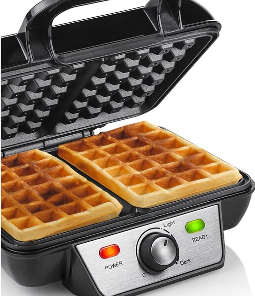 TRISTAR Macchina per Waffle Piastre Antiaderenti con Termostato Potenza 1000 Watt colore Nero - WF-2195