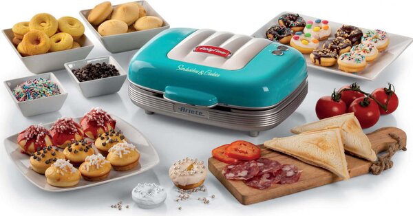 Ariete Macchina per Waffle con Rivestitura Antiaderente colore Blu - 1972 Waffle MAKER