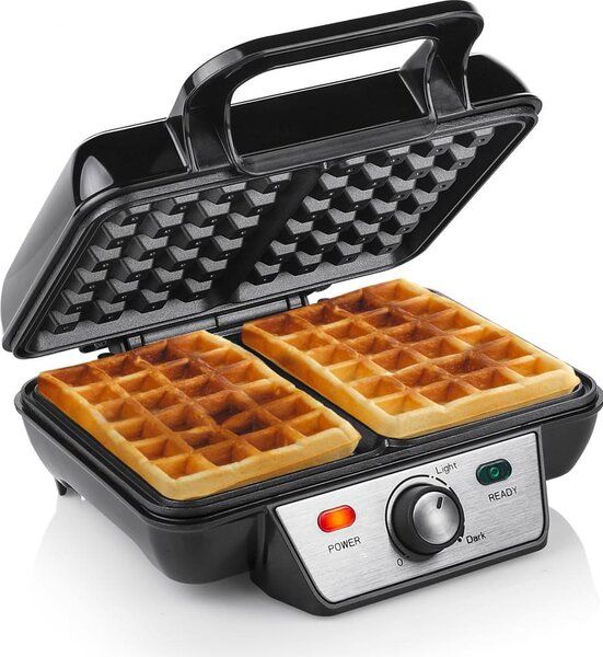 TRISTAR Macchina per Waffle Piastre Antiaderenti con Termostato Potenza 1000 Watt colore Nero - WF-2195