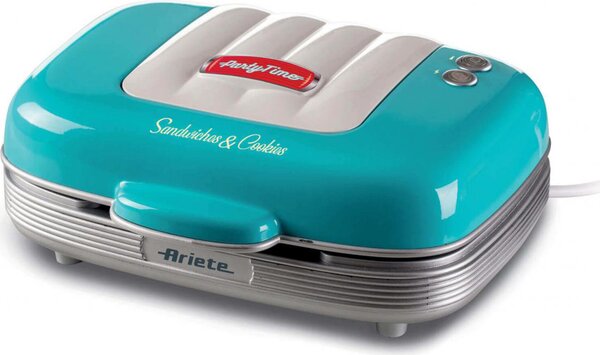 Ariete Macchina per Waffle con Rivestitura Antiaderente colore Blu - 1972 Waffle MAKER
