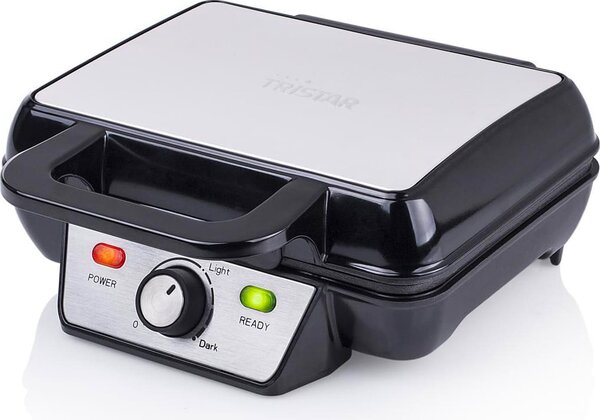 TRISTAR Macchina per Waffle Piastre Antiaderenti con Termostato Potenza 1000 Watt colore Nero - WF-2195