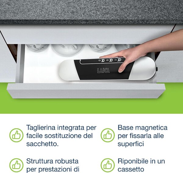 LAICA Macchina sottovuoto 9 lt/min Potenza 90 Watt - PZ-2010