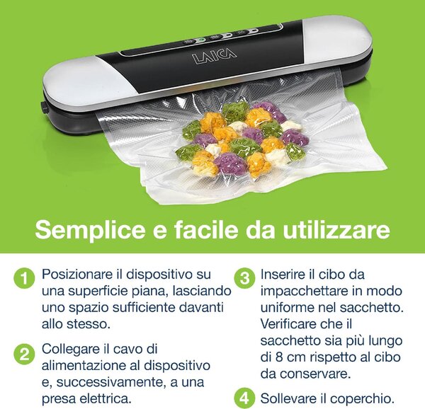 LAICA Macchina sottovuoto 9 lt/min Potenza 90 Watt - PZ-2010