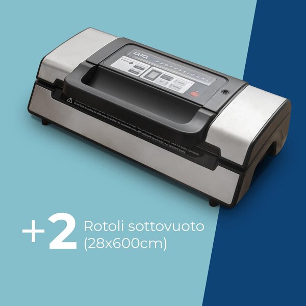 LAICA Macchina Sottovuoto Potenza 130 Watt con Doppia pompa di aspirazione e Maniglia di bloccaggio colore Nero / Bianco - VT3120