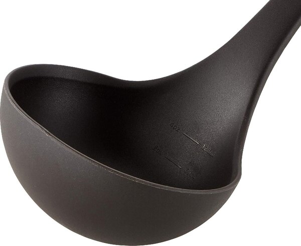 LAGOSTINA Mestolo in Silicone con Rivestimento Antigraffio Impugnatura Ergonomica a Mano in Plastica Lavabile in Lavastoviglie colore Nero e Rosso 