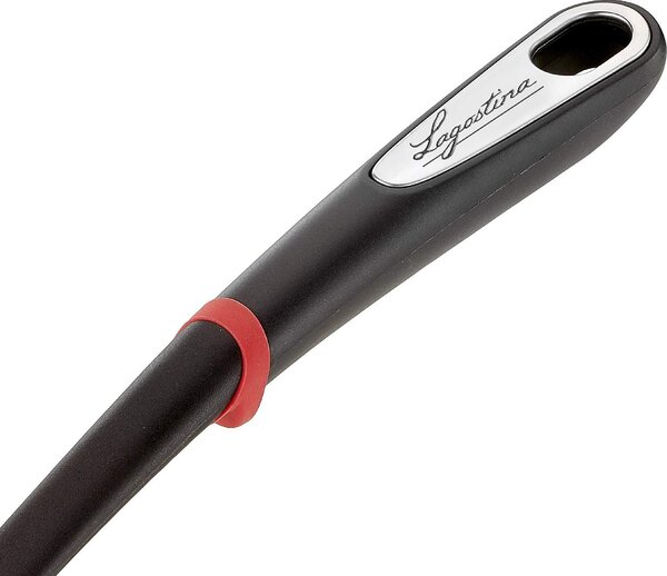LAGOSTINA Mestolo in Silicone con Rivestimento Antigraffio Impugnatura Ergonomica a Mano in Plastica Lavabile in Lavastoviglie colore Nero e Rosso 