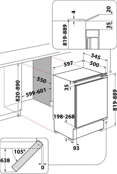 Hotpoint Ariston Mini Frigo da Incasso Sottopiano Capacit 126 Litri Classe energetica E Raffreddamento Statico - HABUF011