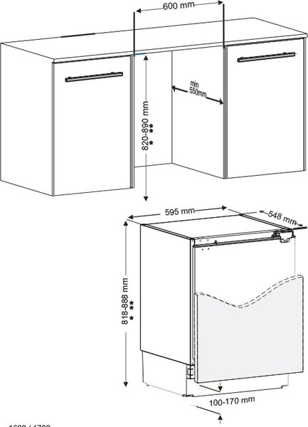 Daewoo Mini Frigo da Incasso Sottopiano Capacit 115 Litri Classe energetica E Raffreddamento Statico colore Bianco - CDS1600EIMA0
