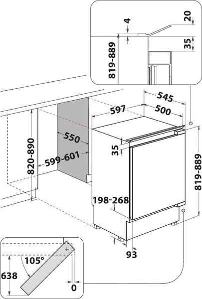 Indesit Mini Frigo da Incasso Sottopiano Capacit 144 Litri Classe energetica E Raffreddamento Statico - INBUL021