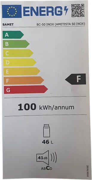 Samet Mini Frigo Frigobar 50 Litri Classe F Defrost colore Inox - Ametista50IX