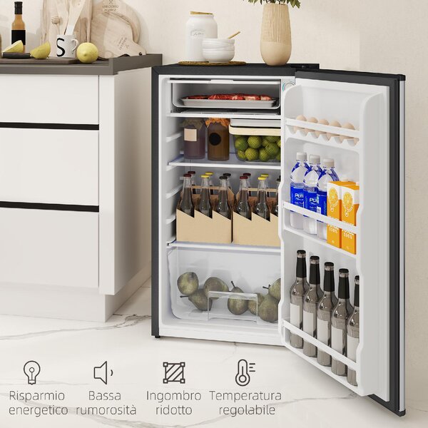 DecHome Mini Frigo Frigobar 91L con Termostato Regolabile Ripiani Regolabili e Cassetto colore Argento - U6551SR
