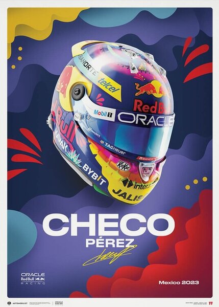 Stampa d'arte Oracle Red Bull Racing - Sergio P rez - Helmet - Mexican Grand Prix - 2023, Automobilist