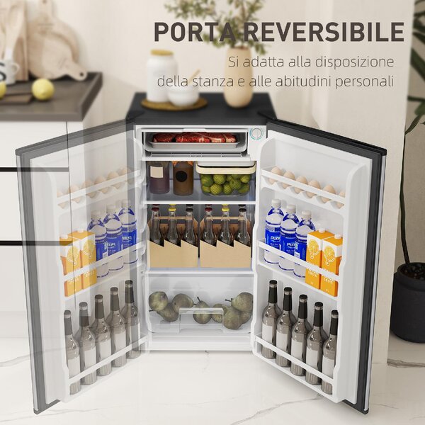 DecHome Mini Frigo Frigobar 91L con Termostato Regolabile Ripiani Regolabili e Cassetto colore Argento - U6551SR