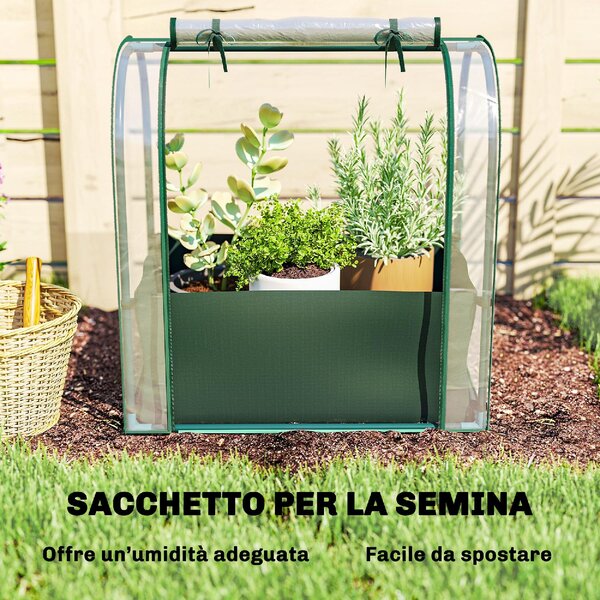 VivaGarden Mini Serra con Borsa per Coltivazione e Porta Avvolgibile 68x50x70 cm colore Verde Scuro
