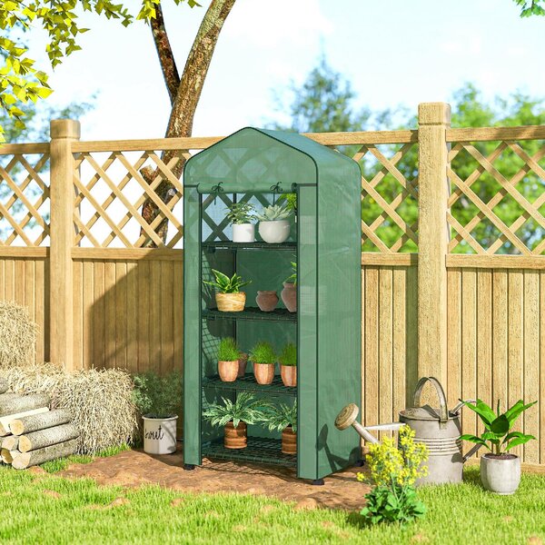 VivaGarden Mini Serra da Giardino a 4 Livelli con 4 Rotelle e Ingresso Avvolgibile in Acciaio e PE 69x50x165 cm colore Verde