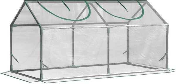 Brugel Mini Serra da Giardino con 2 Finestre Avvolgibili e Copertura PVC Anti-UV 119x60x60cm Trasparente - 368V04845