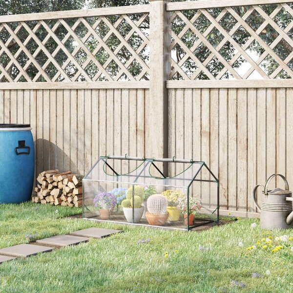 Brugel Mini Serra da Giardino con 2 Finestre Avvolgibili e Copertura PVC Anti-UV 119x60x60cm Trasparente - 368V04845