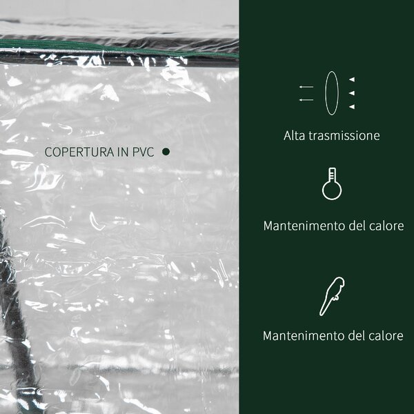 Brugel Mini Serra da Giardino con 2 Finestre Avvolgibili e Copertura PVC Anti-UV 119x60x60cm Trasparente - 368V04845
