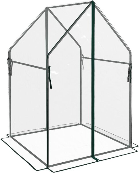 VivaGarden Mini Serra da Giardino con 2 Porte Avvolgibili e Copertura in PE 90x90x145 cm colore Trasparente - A1320CRAO82