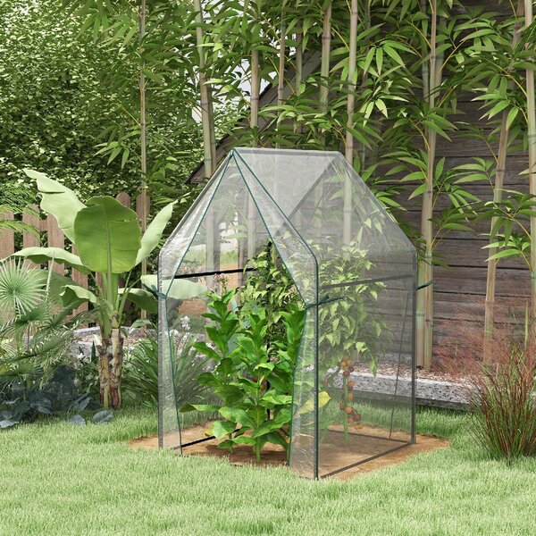 VivaGarden Mini Serra da Giardino con 2 Porte Avvolgibili e Copertura in PE 90x90x145 cm colore Trasparente - A1320CRAO82