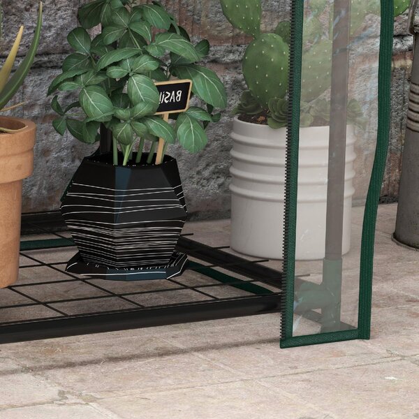 VivaGarden Mini Serra da Giardino con Copertura in PE 3 Ripiani e Porta Avvolgibile 59x39x127 cm Trasparente