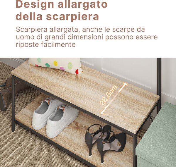HOMCOM Appendiabiti Girevole 8 Ganci e 4 Mensole Stile Industriale