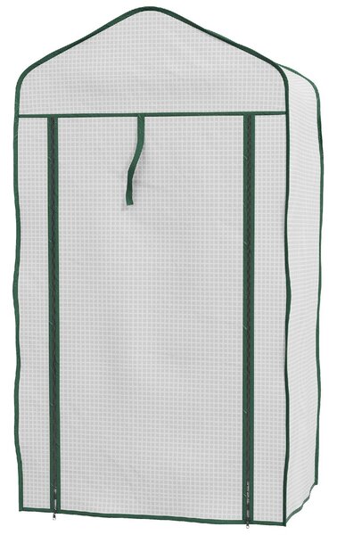 VivaGarden Mini Serra da Giardino con Copertura in PE 3 Ripiani e Porta Avvolgibile 59x39x127 cm colore Bianco - 1WTAM212