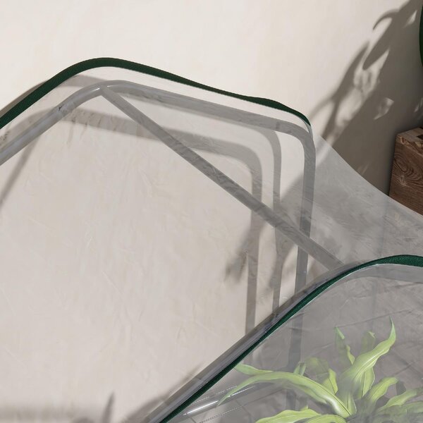 VivaGarden Mini Serra da Giardino con Copertura in PE 3 Ripiani e Porta Avvolgibile 59x39x127 cm Trasparente