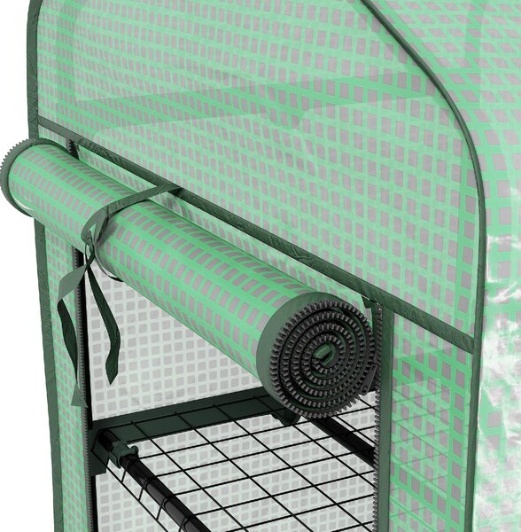VivaGarden Mini Serra da Giardino con Copertura in PE 3 Ripiani e Ruote 69x49x130 cm colore Verde - 0GNAM232