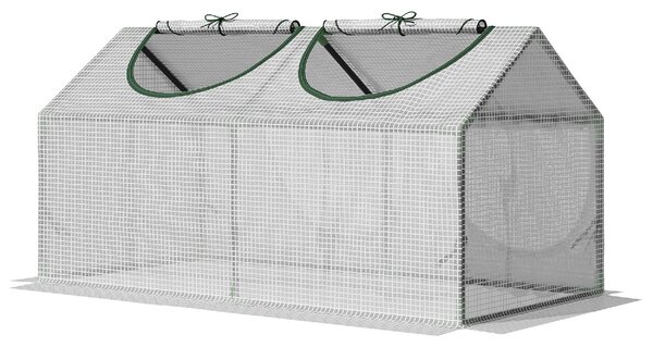 VivaGarden Mini Serra da Giardino con Copertura in PE e 2 Finestre Avvolgibili 120x60x60 cm colore Bianco - 368V03WT845
