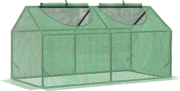 VivaGarden Mini Serra da Giardino con Copertura in PE e 2 Finestre Avvolgibili 120x60x60 cm colore Verde - 888VG03