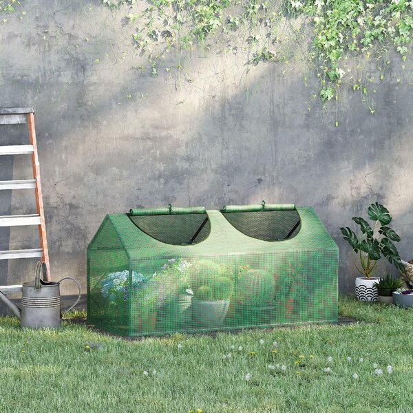 VivaGarden Mini Serra da Giardino con Copertura in PE e 2 Finestre Avvolgibili 120x60x60 cm colore Verde - 888VG03