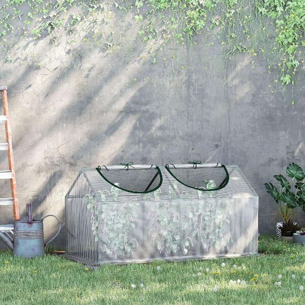 VivaGarden Mini Serra da Giardino con Copertura in PE e 2 Finestre Avvolgibili 120x60x60 cm colore Bianco - 368V03WT845