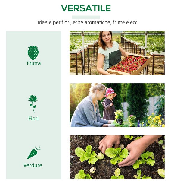 VivaGarden Mini Serra da Giardino con Copertura in PE e 2 Finestre Avvolgibili 120x60x60 cm colore Bianco - 368V03WT845