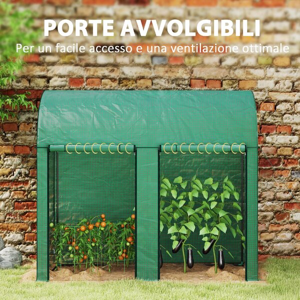 VivaGarden Mini Serra da Giardino da 2 m 2 Porte Avvolgibili Copertura in PE 140g/m Anti-UV 2x1x1.78 m colore Verde