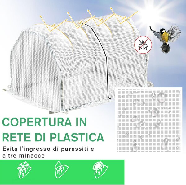 VivaGarden Mini Serra da Giardino e Balcone in Plastica PE e Acciaio con Chiusura a Zip 99x71x60 cm colore - 01-84TT