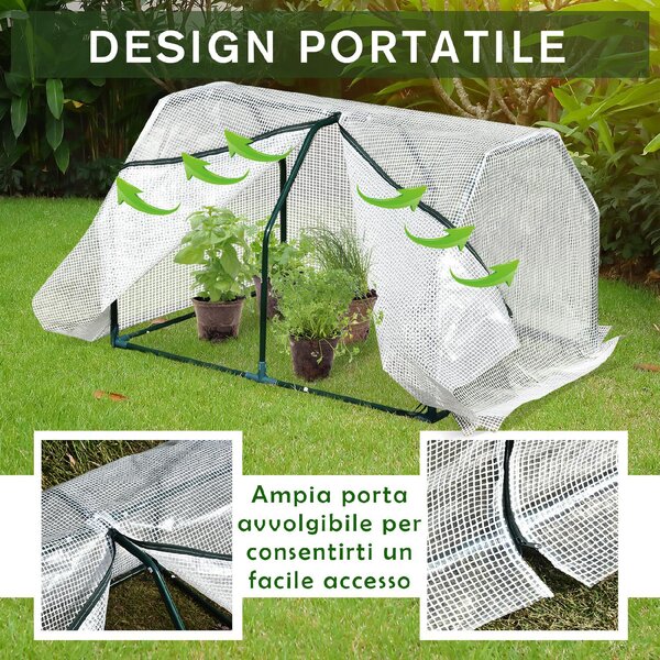 VivaGarden Mini Serra da Giardino e Balcone in Plastica PE e Acciaio con Chiusura a Zip 99x71x60 cm colore - 01-84TT