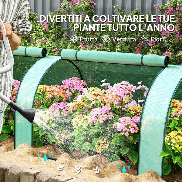 VivaGarden Mini Serra da Giardino in Acciaio e Plastica PP con Porte Avvolgibili 3x1x0.8 m colore Verde