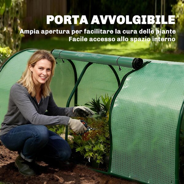 VivaGarden Mini Serra da Giardino in Acciaio e con Copertura in PVC 200x100x80 cm colore Verde