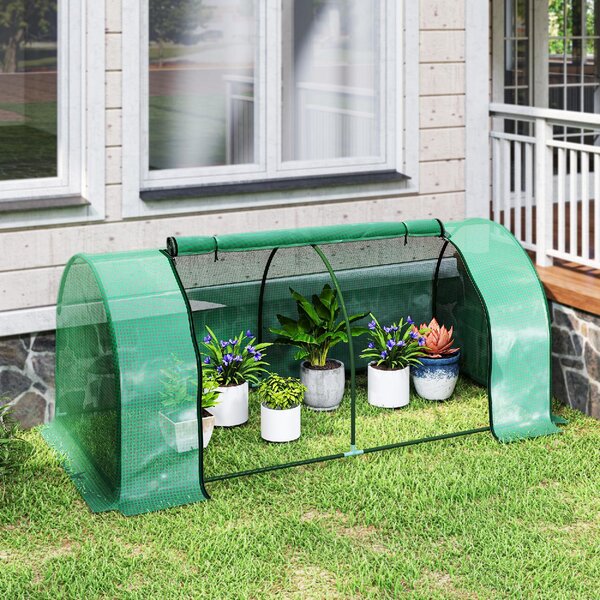 VivaGarden Mini Serra da Giardino in Acciaio e con Copertura in PVC 200x100x80 cm colore Verde
