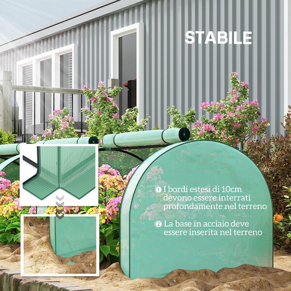 VivaGarden Mini Serra da Giardino in Acciaio e Plastica PP con Porte Avvolgibili 3x1x0.8 m colore Verde