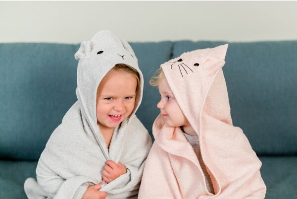 Asciugamano con cappuccio da bambini grigio in cotone 76x76 cm Rabbit – Kindsgut