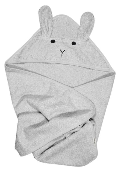 Asciugamano con cappuccio da bambini grigio in cotone 76x76 cm Rabbit – Kindsgut