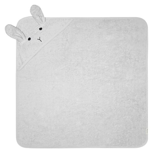 Asciugamano con cappuccio da bambini grigio in cotone 76x76 cm Rabbit – Kindsgut