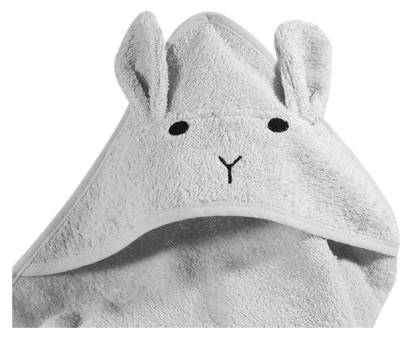 Asciugamano con cappuccio da bambini grigio in cotone 76x76 cm Rabbit – Kindsgut