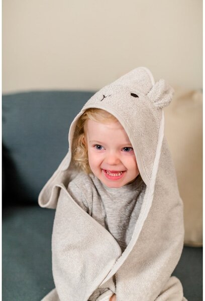 Asciugamano con cappuccio da bambini grigio in cotone 76x76 cm Rabbit – Kindsgut