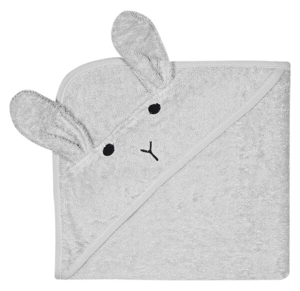 Asciugamano con cappuccio da bambini grigio in cotone 76x76 cm Rabbit – Kindsgut