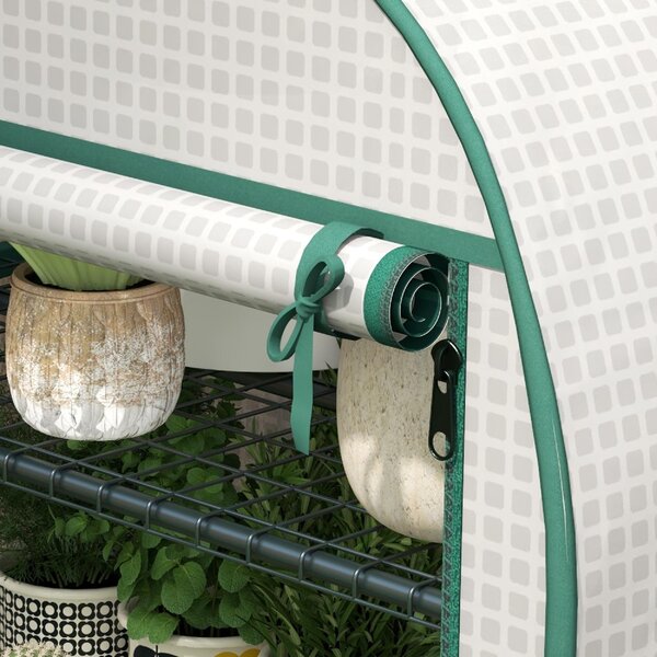 VivaGarden Mini Serra da Giardino Verticale con 4 Ripiani in Metallo e Copertura in PE 80x50x160 cm colore Bianco