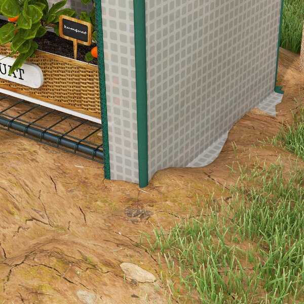 VivaGarden Mini Serra da Giardino Verticale con 4 Ripiani in Metallo e Copertura in PE 80x50x160 cm colore Bianco