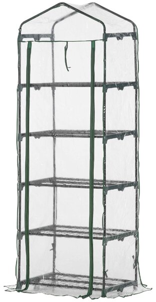 Brugel Mini Serra per Piante a 5 Ripiani in Acciaio con Copertura in PVC 69x49x193cm - 383V01845
